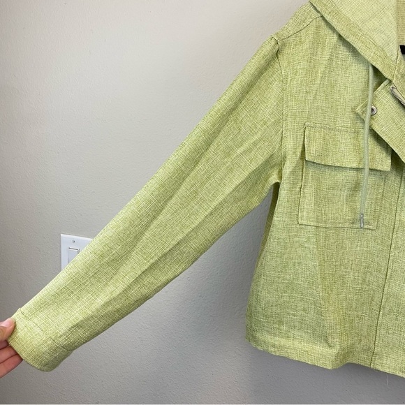 Avec Les Filles Green Hooded Utility Short Jacket Size Large - Picture 7 of 10